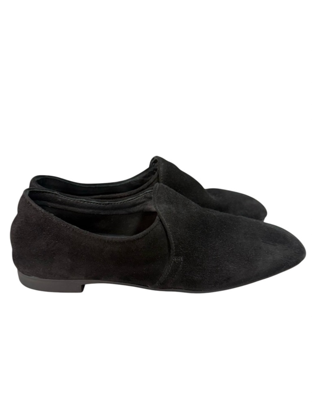 Aquatalia Revy Black Dress Suede Slip-On Flat Loafers